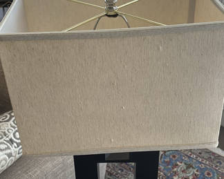 Lot 75: Table Lamp with Rectangular Shade and Two Decorative Potted Plants