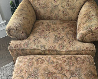 Lot 56: Upholstered Armchair and Matching Ottoman