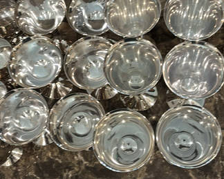 Lot 74: Collection of Silver-Tone Stemmed Goblets and Bowls