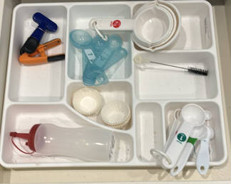 Lot 71: Assorted Kitchen Utensils, Baking Tools, Wine Accessories, and Drawer Organizers 