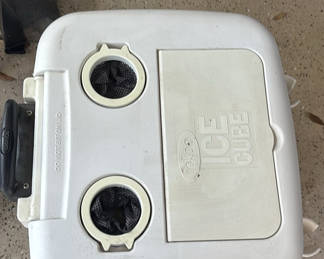 Lot 12: Assorted Plastic Planters and White Plastic Ice Chest with Cupholders