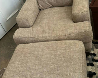 Lot 89: Upholstered Armchair and Matching Ottoman
