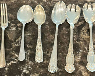 Lot 124: Assorted Silverplate Flatware and Serving Pieces