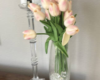 Lot 54: Decorative Indoor Plants, Vase Arrangement, and Candlestick