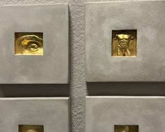 Lot 47: Decorative Wall Art, Abstract Artwork, Plant, and Marble Bathroom Accessories