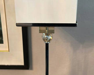 Lot 402: Modern chrome buffet lamps with rectangular shade