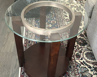 Lot 35: Round Glass-Top Side Table