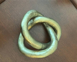 Lot 64: Metal Knot Sculpture and Leaf-Shaped Dish