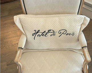 Lot 173: Upholstered Armchair and Round Glass Side Table