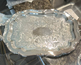 Lot 122: Ornate Silver-Colored Serving Tray