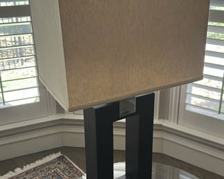 Lot 34: Table Lamp and Two Potted Artificial Plants