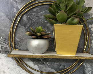 Lot 22: Decorative Wall Shelves with Potted Succulents