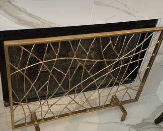 Lot 66: Gold-Tone Metal Fireplace Screen