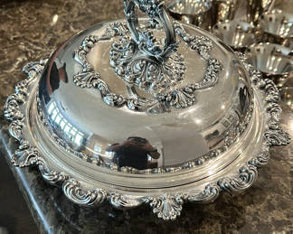 Lot 99: Victorian Silver-Plated Covered Serving Dish with Glass Insert