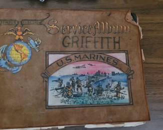 An Original U.S. MARINES Service Album "SEMPER FIDElLIS" loaded with Original Black and White Photographs covering from WWII from the AXIS TO SAIPAN