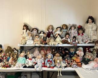 Collection of various antique and vintage dolls