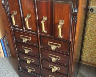 Antique Wood Filing Cabinet