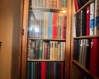 Wood and Glass Cabinet and Books