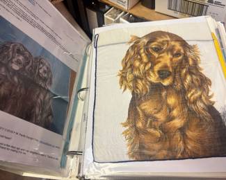 Large Binder of Vintage Cocker Spaniel Themed Hankerchiefs