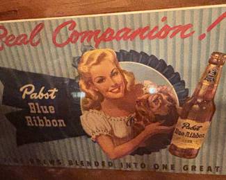 Pabst Blue Ribbon Cardboard Advertising Sign