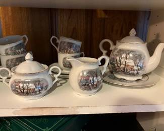 Avon Currier & Ives Tea Set