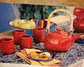 Red Teapot and Cups - New in the box 