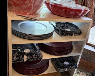 Chargers (Red & Silver)  Temp-tations Bowls and Serving pieces  