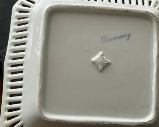 Antique Colonial Couple Dish W/ Lace Edge (Germany)