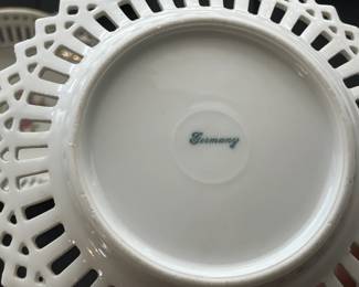 Antique Colonial Couple Dish W/ Lace Edge (Germany)