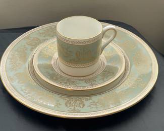 "Gold Columbia" (Sage Green) Teacup Set By Wedgwood