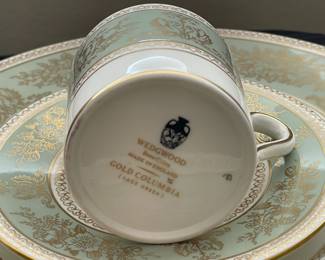 "Gold Columbia" (Sage Green) Teacup Set By Wedgwood