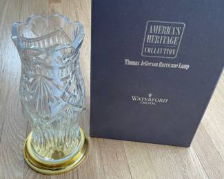 Waterford Crystal "Thomas Jefferson Hurricane Lamp" (America's Heritage Collection)  W/ BoxWaterford Crystal "Thomas Jefferson Hurricane Lamp" (America's Heritage Collection)  W/ Box