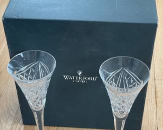 Waterford Crystal "Cut Of The Century" Pair Of Flute Glasses W/ Box