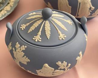 Large Wedgwood Collection (Trays, Teacups, Tea Set W/ Sugar & Creamer, Trinket Boxes, Bowls, Plates, Ashtrays, Candlestick Holders, Etc.)