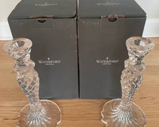 Waterford Crystal "Abstract Seahorse" Candle Stick Holder Set Of 2 W/ Boxes