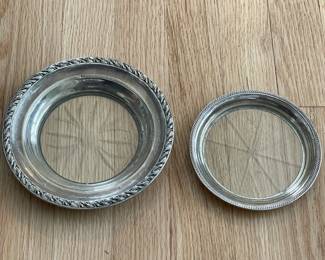 Sterling Silver Trimmed Glass Plates