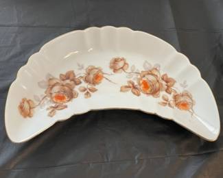 Vintage Leaf Shaped Floral Patterned Decorative Plate By Mitterteich (Germany)