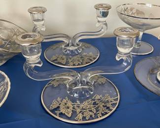 Silver Trimmed Candlestick Holders