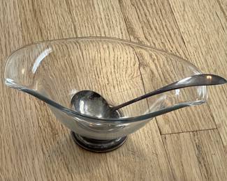 Glass Bowl W/ Sterling Silver Base & Sterling Silver Spoon