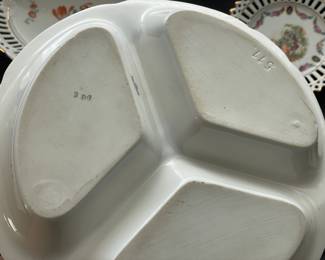Antique Floral Patterned Divided Dish W/ Handle