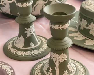 Large Wedgwood Collection (Trays, Teacups, Tea Set W/ Sugar & Creamer, Trinket Boxes, Bowls, Plates, Ashtrays, Candlestick Holders, Etc.)