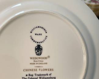 Colonial Williamsburg Commemorative Ware "Chinese Flowers" China Set By Wedgwood