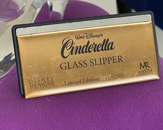 Walt Disney's Cinderella Glass Slipper By Master Replica & Disney Showcase Collection W/ Pillow, Plaque, Boxes, & Paperwork (#817/2500)
