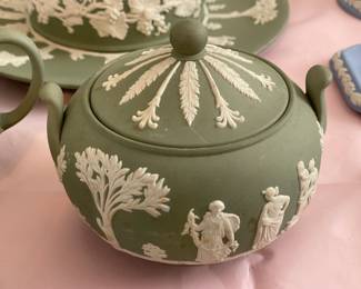 Large Wedgwood Collection (Trays, Teacups, Tea Set W/ Sugar & Creamer, Trinket Boxes, Bowls, Plates, Ashtrays, Candlestick Holders, Etc.)