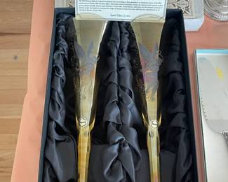 Tinker Bell Crystal Flutes W/ COA & Box By The Walt Disney Gallery