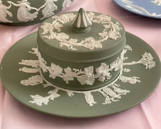 Large Wedgwood Collection (Trays, Teacups, Tea Set W/ Sugar & Creamer, Trinket Boxes, Bowls, Plates, Ashtrays, Candlestick Holders, Etc.)