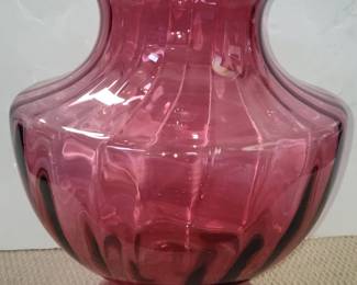 Large Cranberry Glass Vase by Pilgrim Glass
