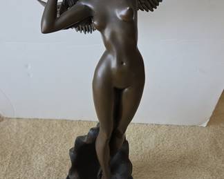 Bronze Nude with Wings Sculpture after A.A. Weinman