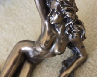 Bronze Finished Reclining Nude Female Figurine