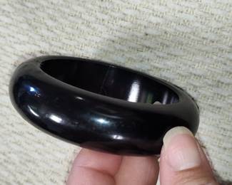 Vintage Black Lucite Bangle Bracelet